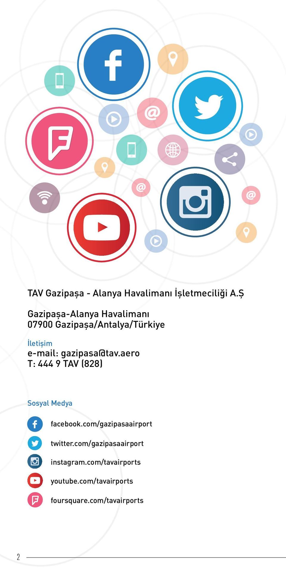 gazipasa@tav.aero T: 444 9 TAV (828) Sosyal Medya facebook.