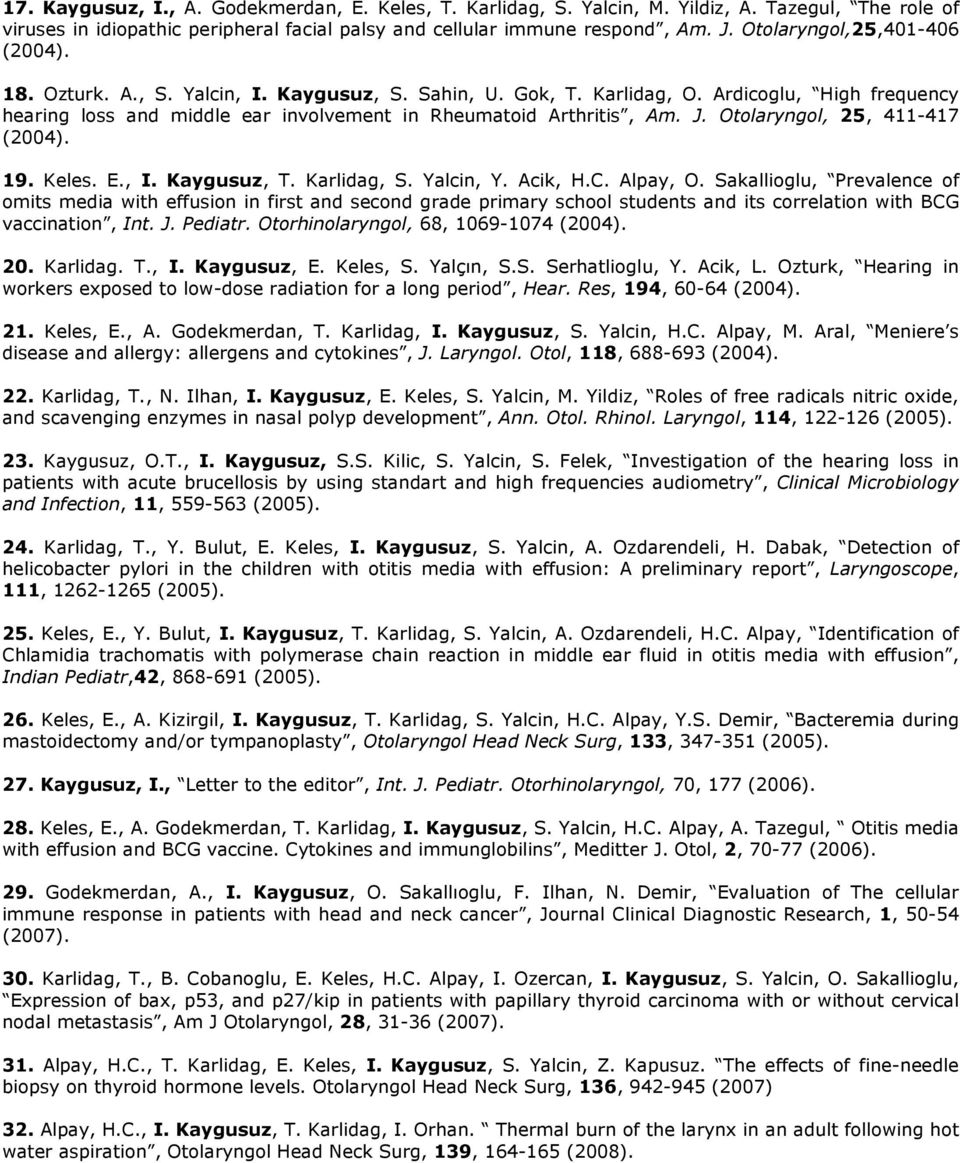 J. Otolaryngol, 25, 411-417 (2004). 19. Keles. E., I. Kaygusuz, T. Karlidag, S. Yalcin, Y. Acik, H.C. Alpay, O.