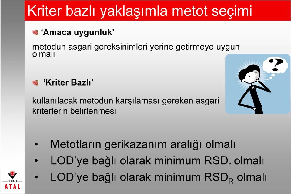 karşılaması gereken asgari kriterlerin belirlenmesi Metotların gerikazanım