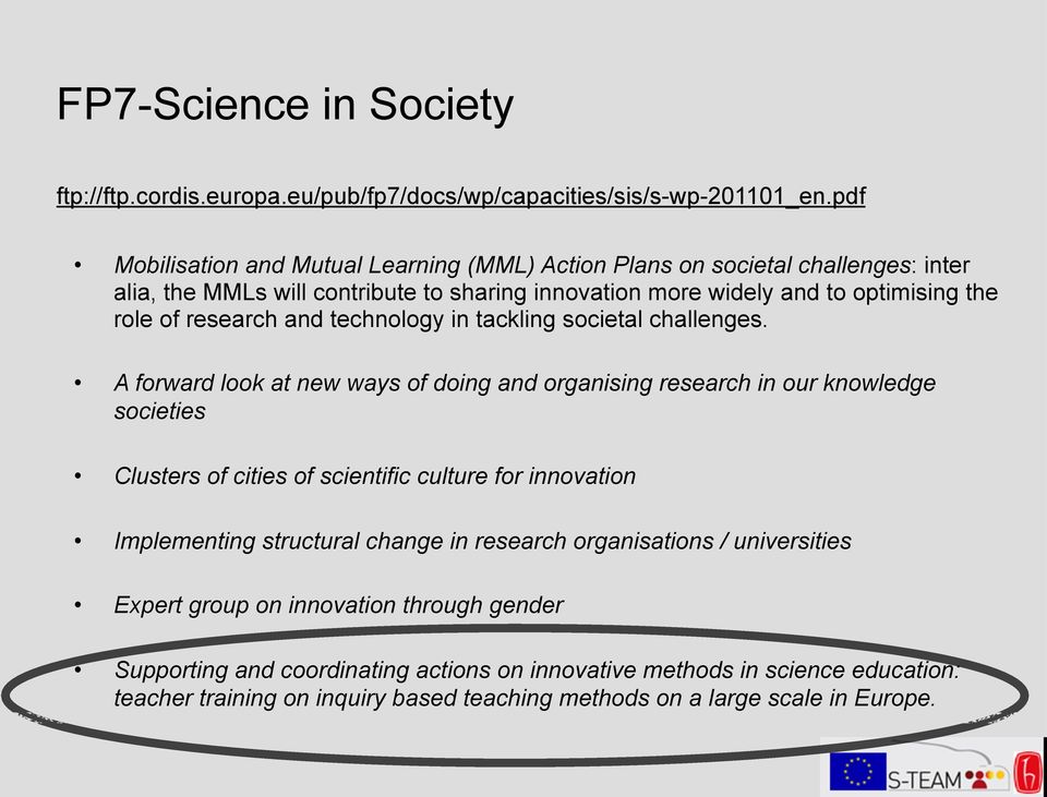research and technology in tackling societal challenges.