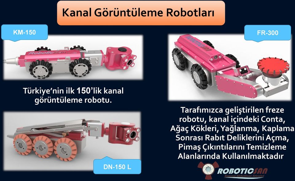 DN-150 L Tarafımızca geliştirilen freze robotu, kanal içindeki Conta,