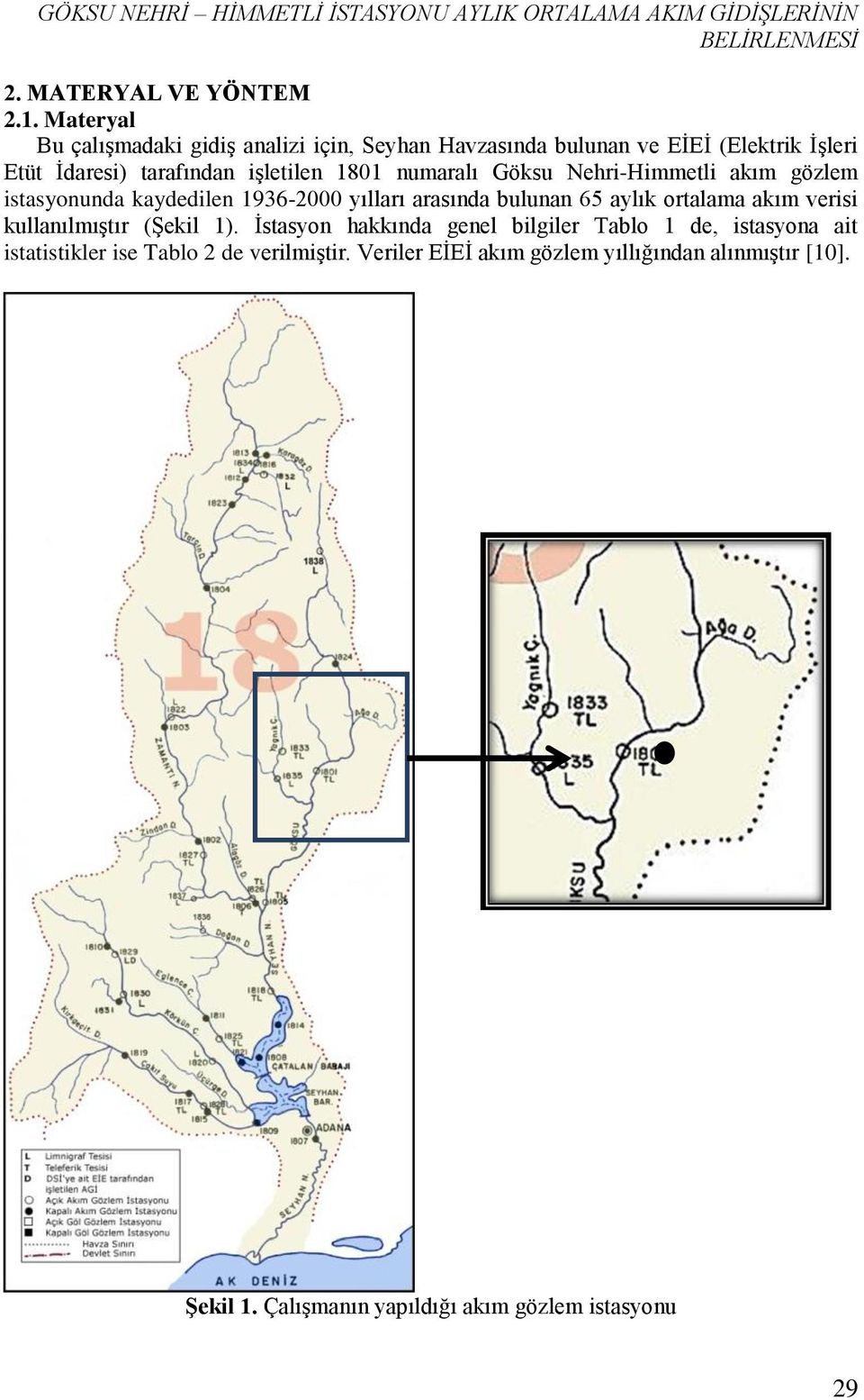 Nehri-Himmetli akım gözlem istasyonunda kaydedilen 1936-2000 yılları arasında bulunan 65 aylık ortalama akım verisi kullanılmıģtır (ġekil 1).