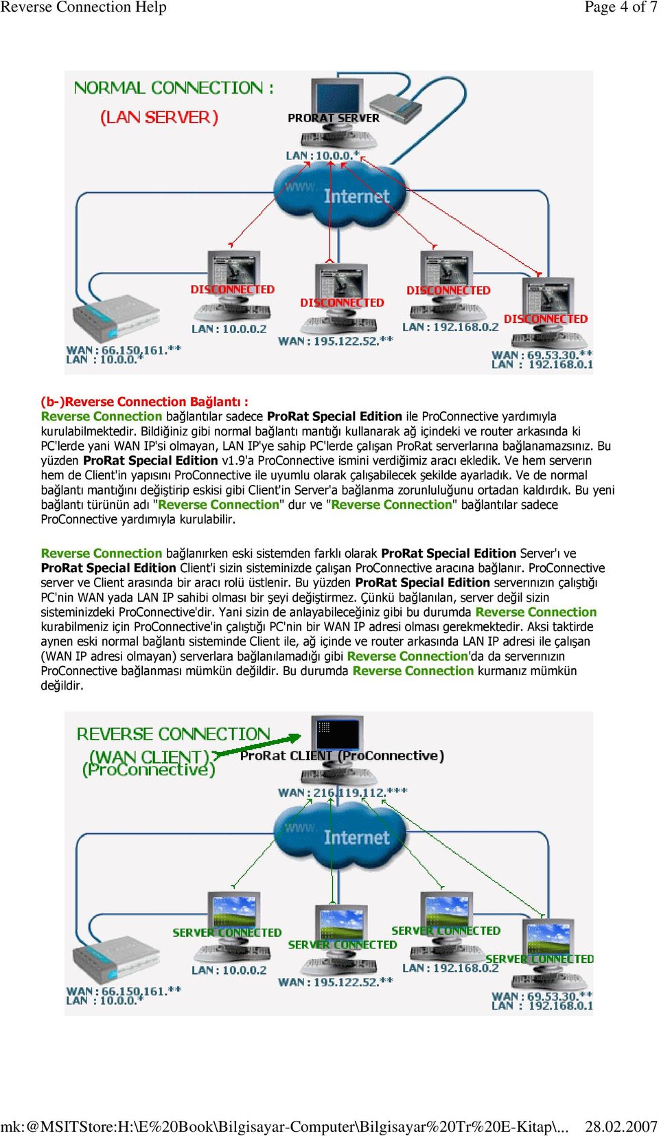 Bu yüzden ProRat Special Edition v1.9'a ProConnective ismini verdiğimiz aracı ekledik. Ve hem serverın hem de Client'in yapısını ProConnective ile uyumlu olarak çalışabilecek şekilde ayarladık.