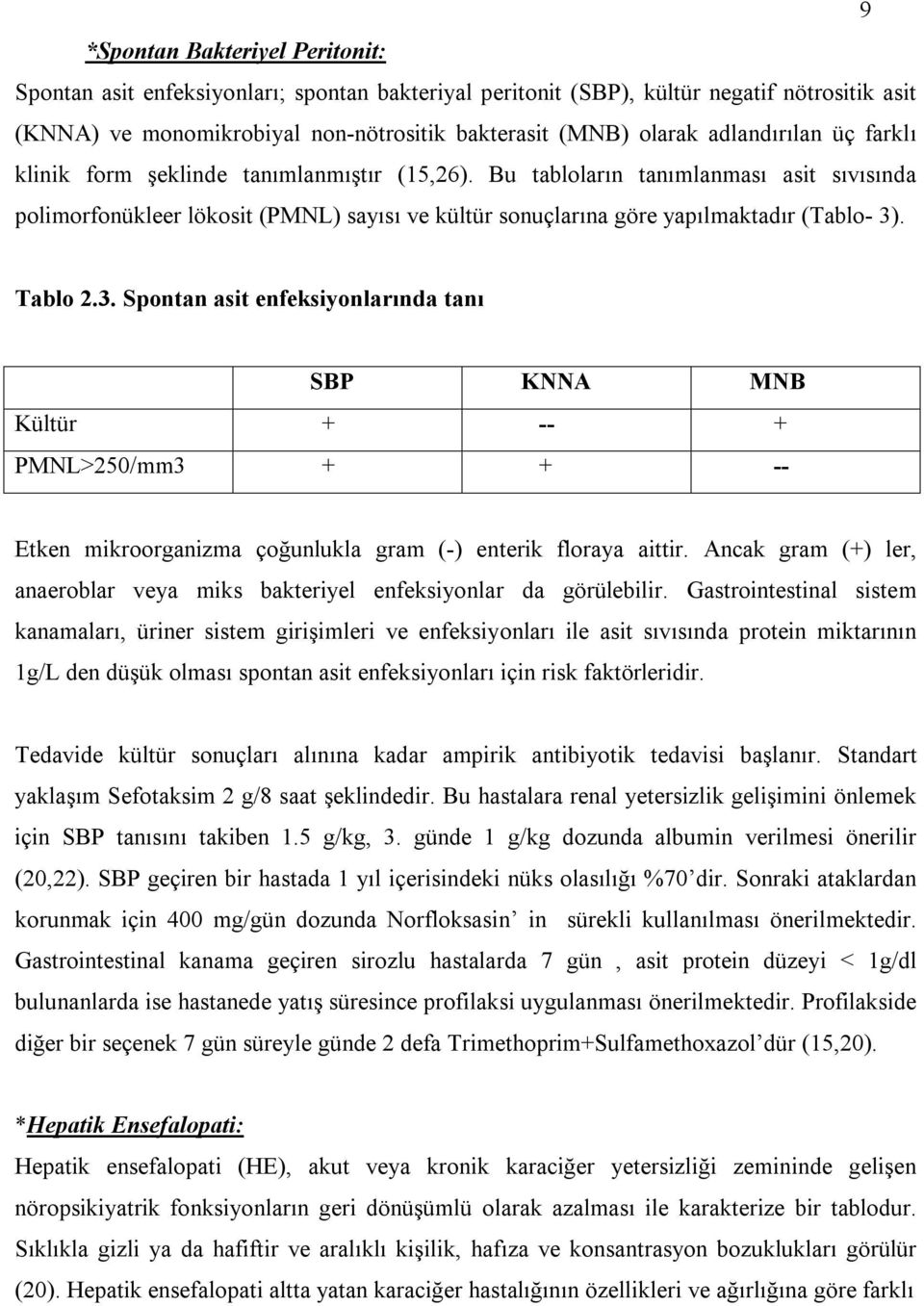 Bu tabloların tanımlanması asit sıvısında polimorfonükleer lökosit (PMNL) sayısı ve kültür sonuçlarına göre yapılmaktadır (Tablo- 3)