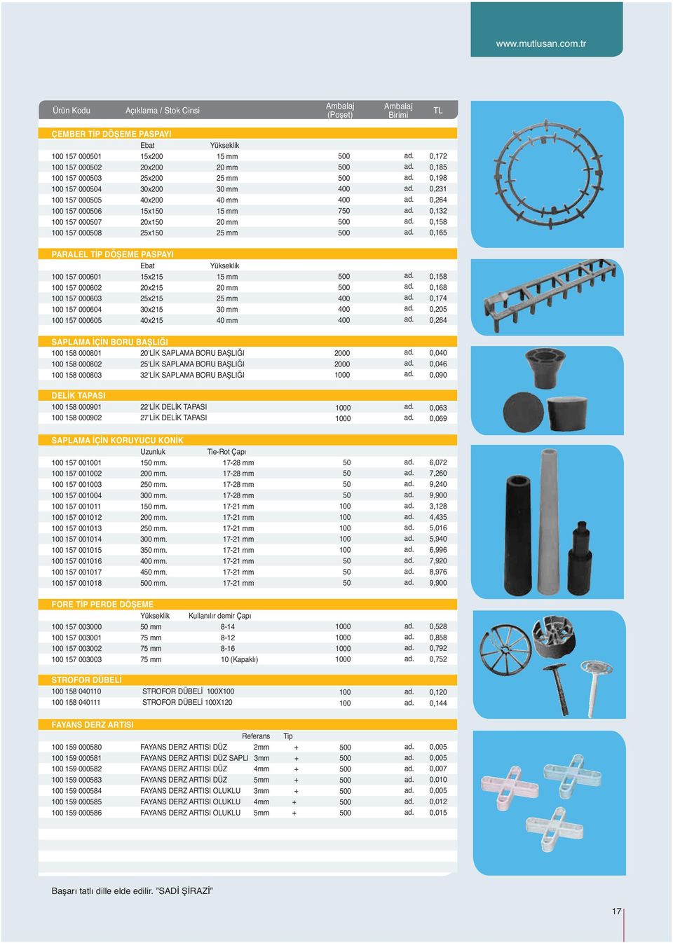 0,72 0,5 0,9 0,23 0,264 0,32 0,5 0,65 PARALEL TİP DÖŞEME PASPAYI Ebat Yükseklik 00 57 000 5x 5 mm 00 57 0002 x mm 00 57 0003 x mm 00 57 0004 x mm 00 57 0005 x mm 0 0 0 0 0 0,5 0,6 0,74 0,5 0,264