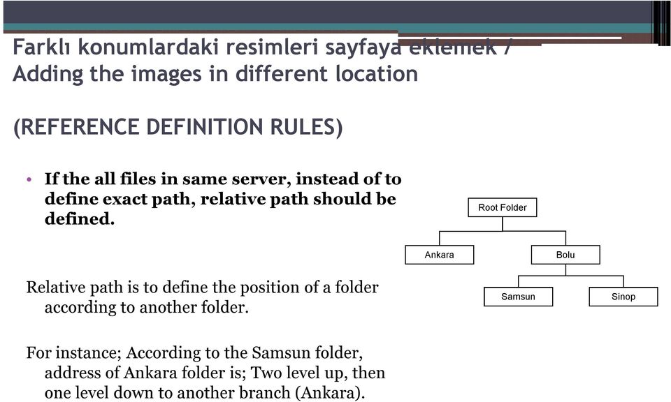 Root Folder Ankara Bolu Relative path is to define the position of a folder according to another folder.