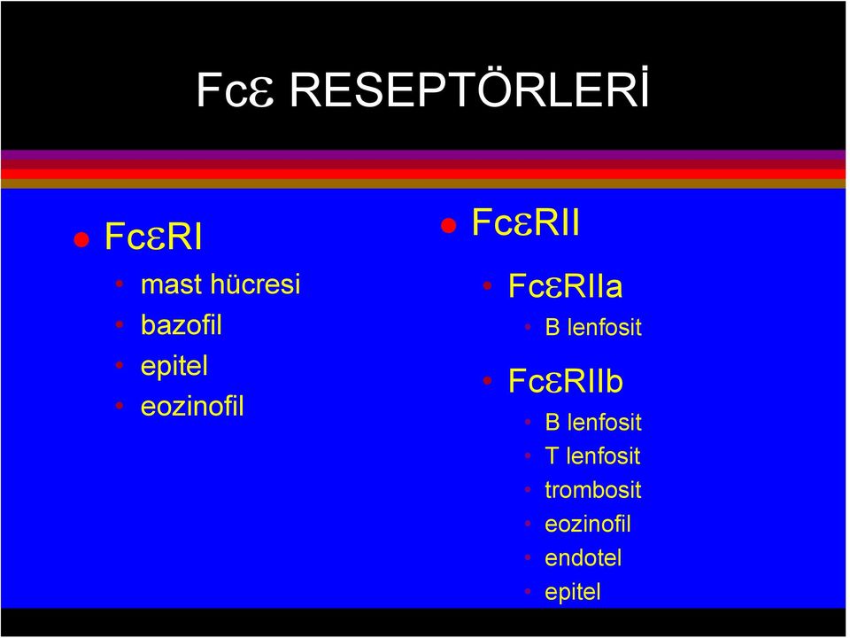 FcεRIIa B lenfosit FcεRIIb B lenfosit