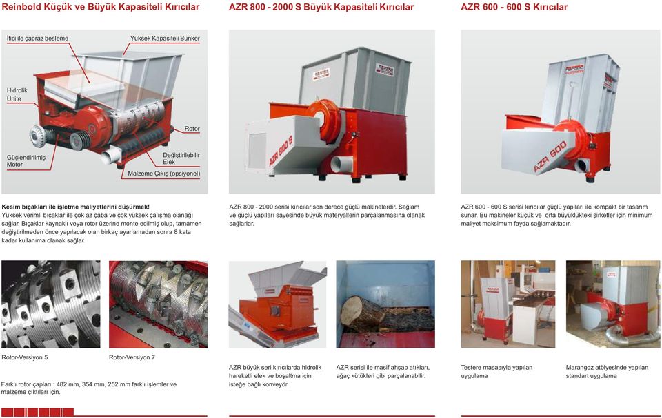 Bıçaklar kaynaklı veya rotor üzerine monte edilmiş olup, tamamen değiştirilmeden önce yapılacak olan birkaç ayarlamadan sonra 8 kata kadar kullanıma olanak sağlar.