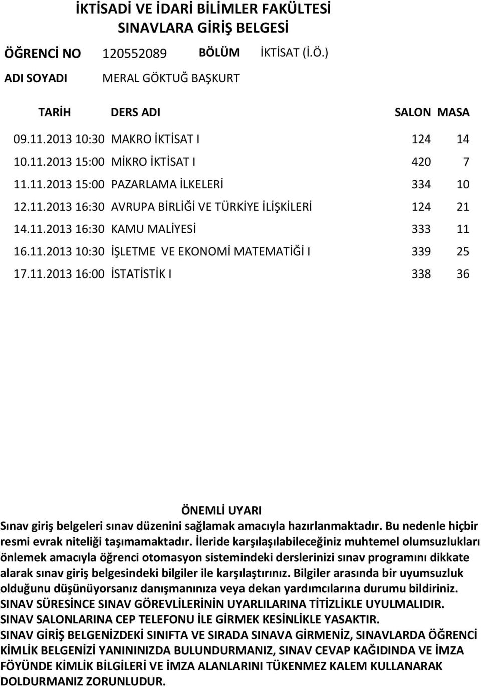 11.2013 16:30 AVRUPA BİRLİĞİ VE TÜRKİYE İLİŞKİLERİ 124 21 14.11.2013 16:30 KAMU MALİYESİ 333 11 16.