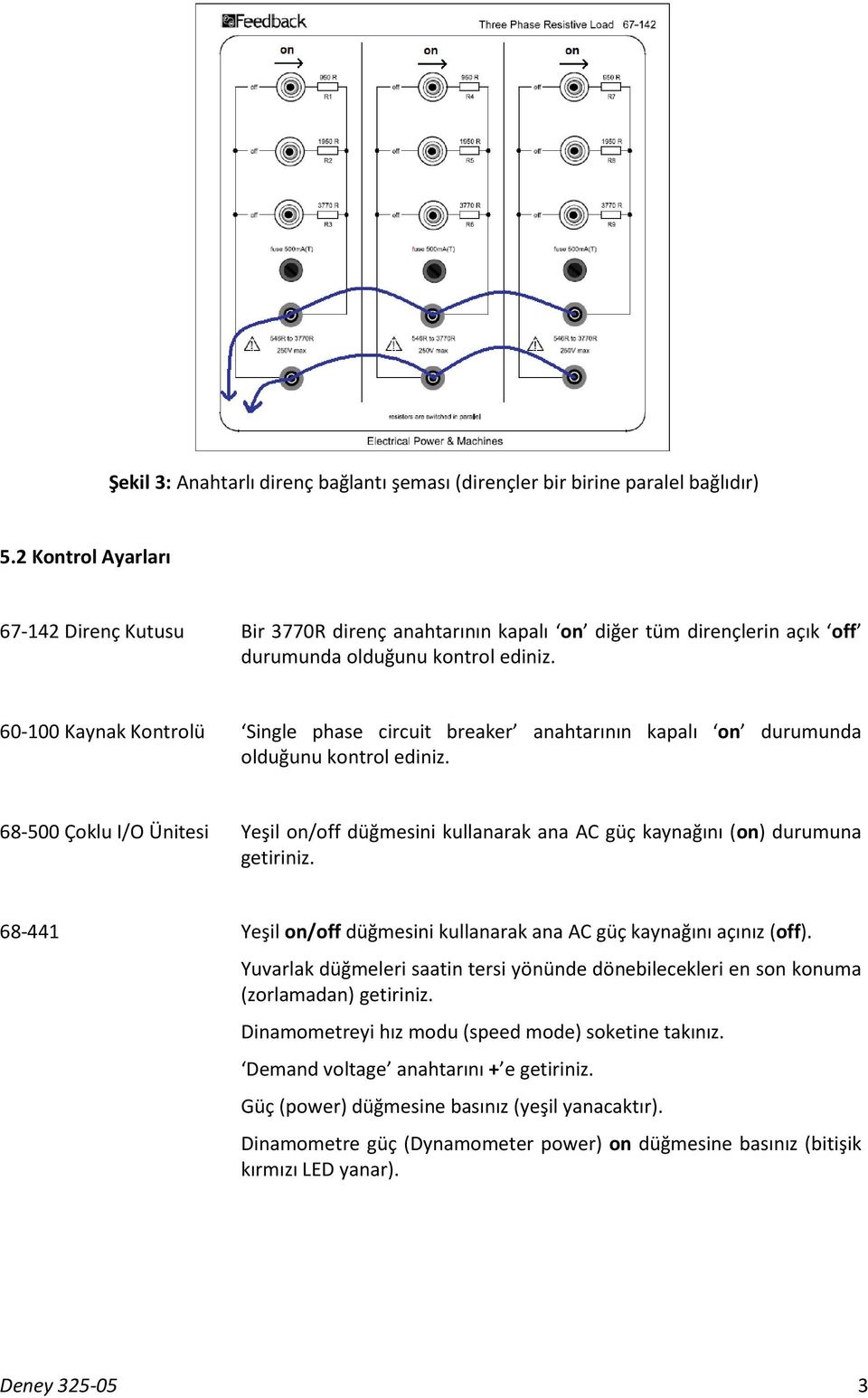 6000 Kynk Kontrolü Single phse circuit breker nhtrının kplı on durumund olduğunu kontrol ediniz. 68500 Çoklu I/O Ünitesi Yeşil on/o düğmesini kullnrk n AC güç kynğını (on) durumun getiriniz.