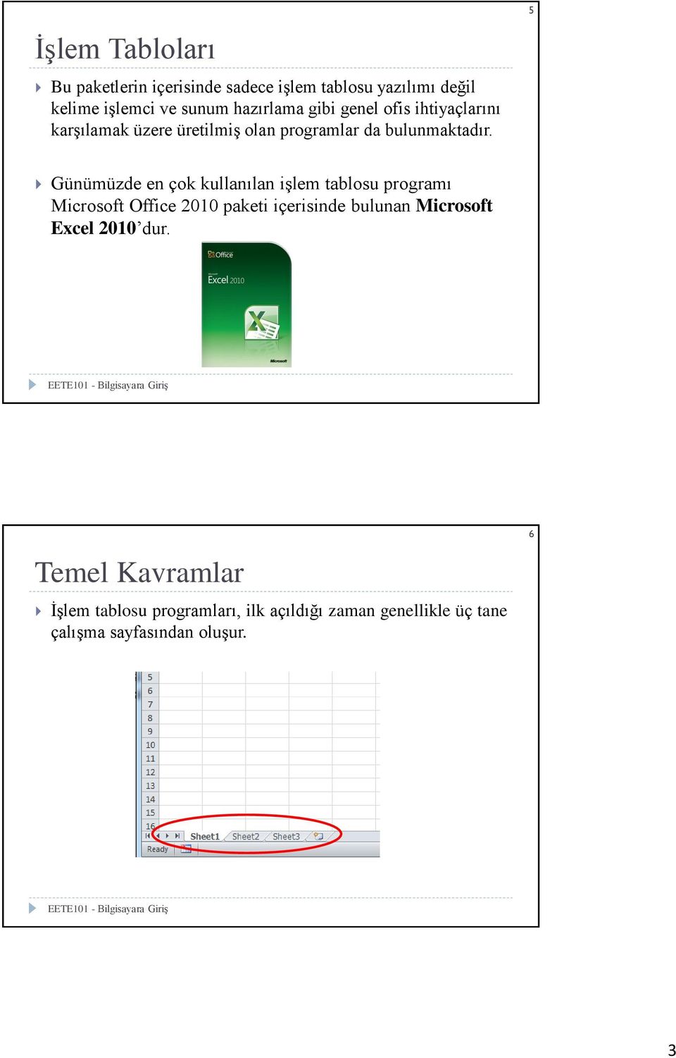 5 Günümüzde en çok kullanılan işlem tablosu programı Microsoft Office 2010 paketi içerisinde bulunan Microsoft
