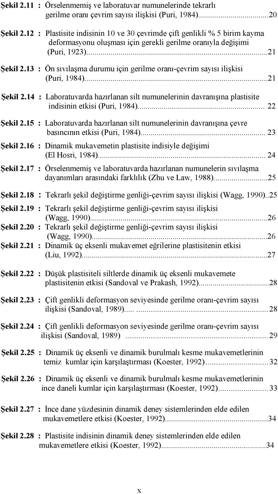 13 : Ön sıvılaşma durumu için gerilme oranı-çevrim sayısı ilişkisi (Puri, 1984)...21 Şekil 2.14 : Laboratuvarda hazırlanan silt numunelerinin davranışına plastisite indisinin etkisi (Puri, 1984).