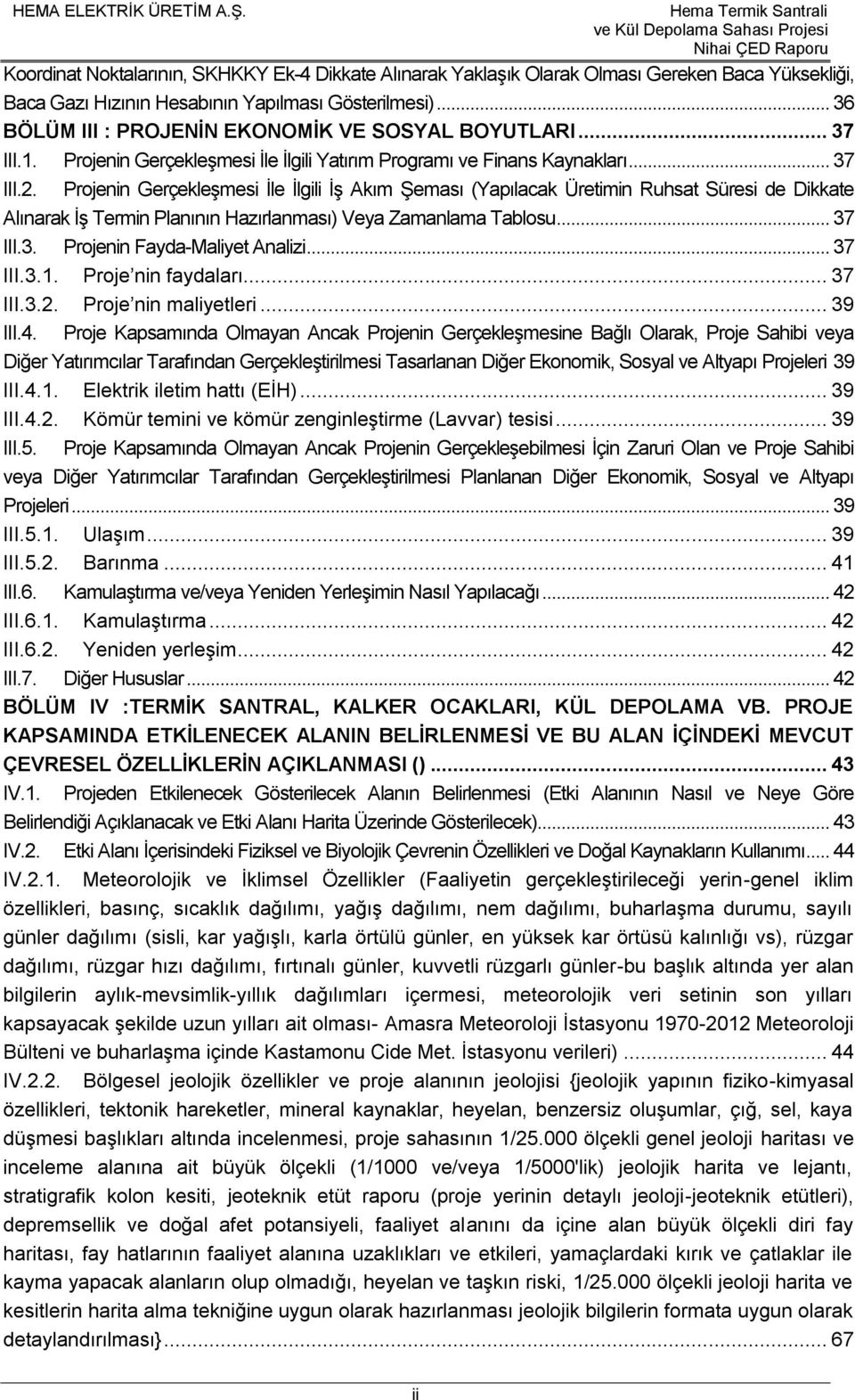 Projenin Gerçekleşmesi İle İlgili İş Akım Şeması (Yapılacak Üretimin Ruhsat Süresi de Dikkate Alınarak İş Termin Planının Hazırlanması) Veya Zamanlama Tablosu... 37 III.3. Projenin Fayda-Maliyet Analizi.