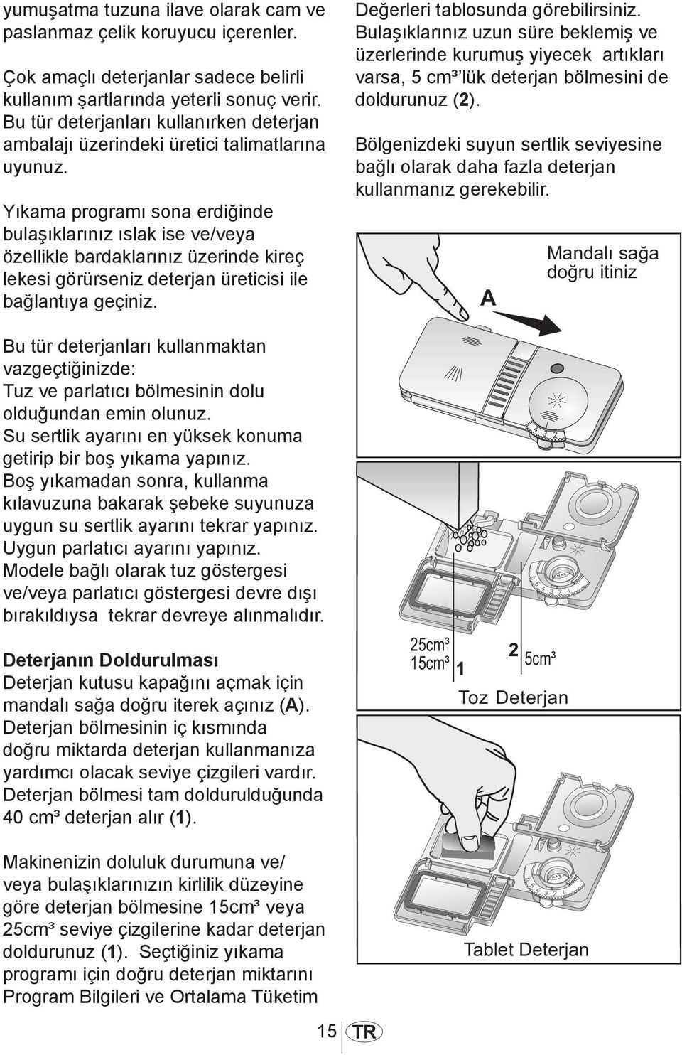 Yıkama programı sona erdiğinde bulaşıklarınız ıslak ise ve/veya özellikle bardaklarınız üzerinde kireç lekesi görürseniz deterjan üreticisi ile bağlantıya geçiniz.