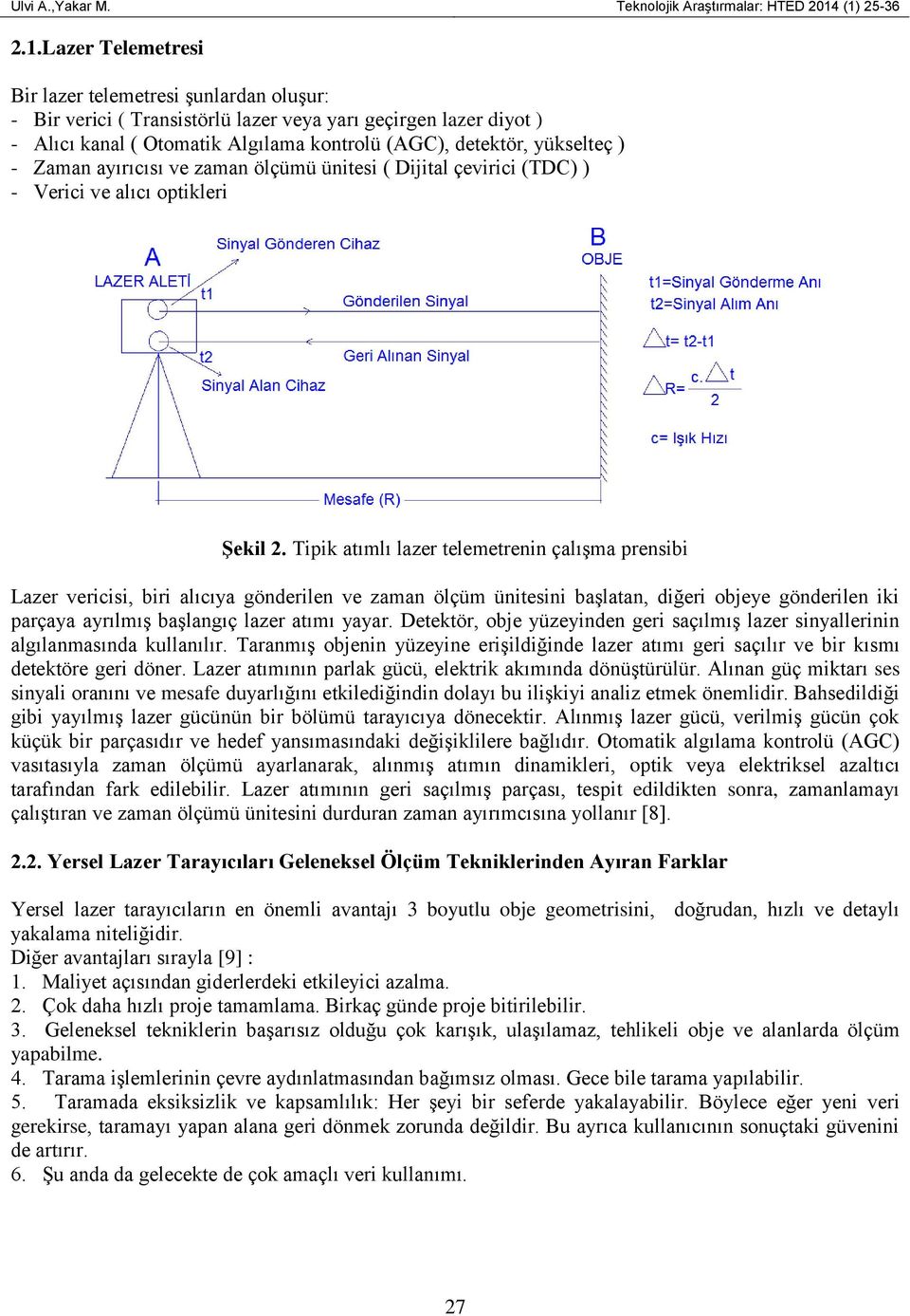 yükselteç ) - Zaman ayırıcısı ve zaman ölçümü ünitesi ( Dijital çevirici (TDC) ) - Verici ve alıcı optikleri Şekil 2.