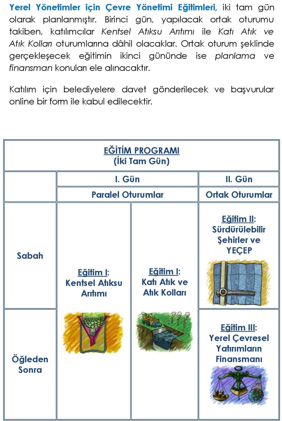 Ortak oturum şeklinde gerçekleşecek eğitimin ikinci gününde ise planlama ve finansman konuları ele alınacaktır.