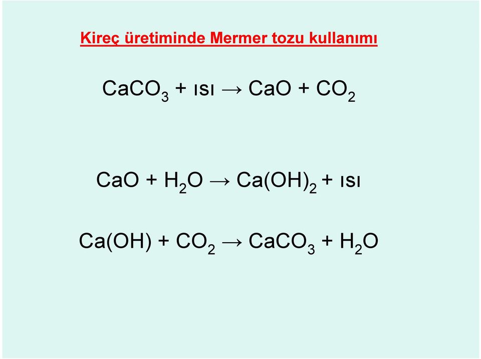 CO 2 CaO + H 2 O Ca(OH) 2 +