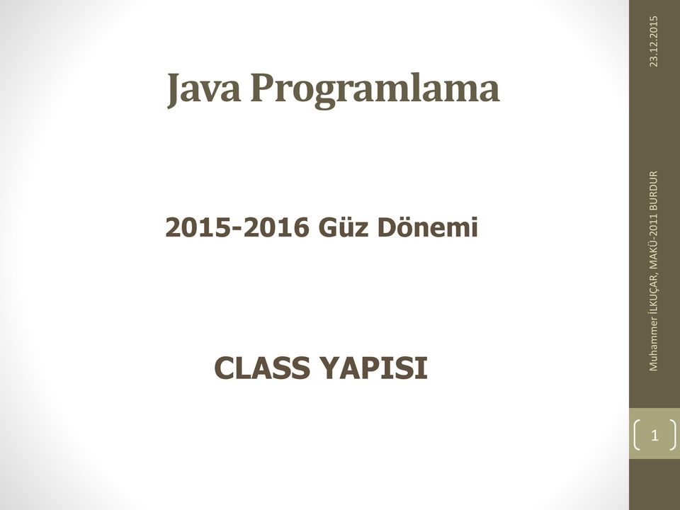 CLASS YAPISI