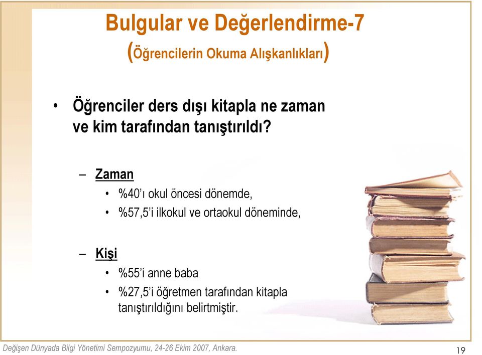 Zaman %40 ı okul öncesi dönemde, %57,5 i ilkokul ve ortaokul döneminde,