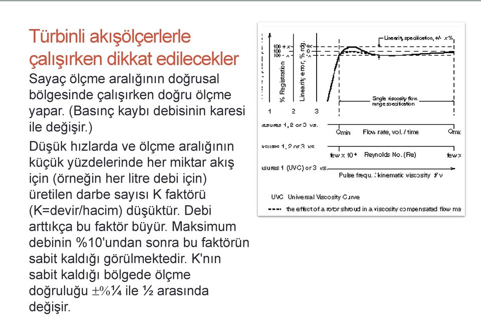 ) Düşük hızlarda ve ölçme aralığının küçük yüzdelerinde her miktar akış için (örneğin her litre debi için) üretilen darbe