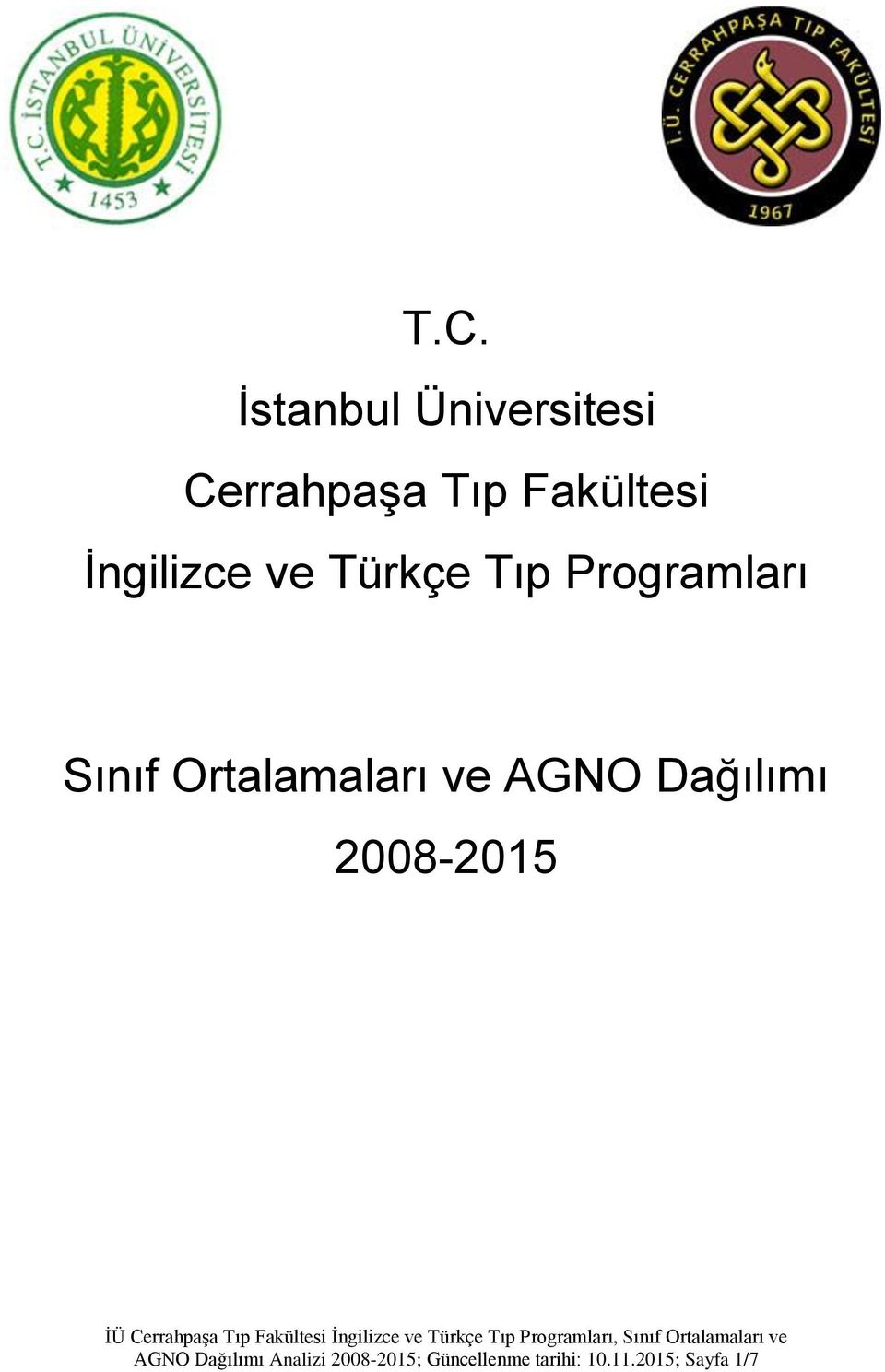 Ortalamaları ve AGNO Dağılımı 2008-2015 AGNO