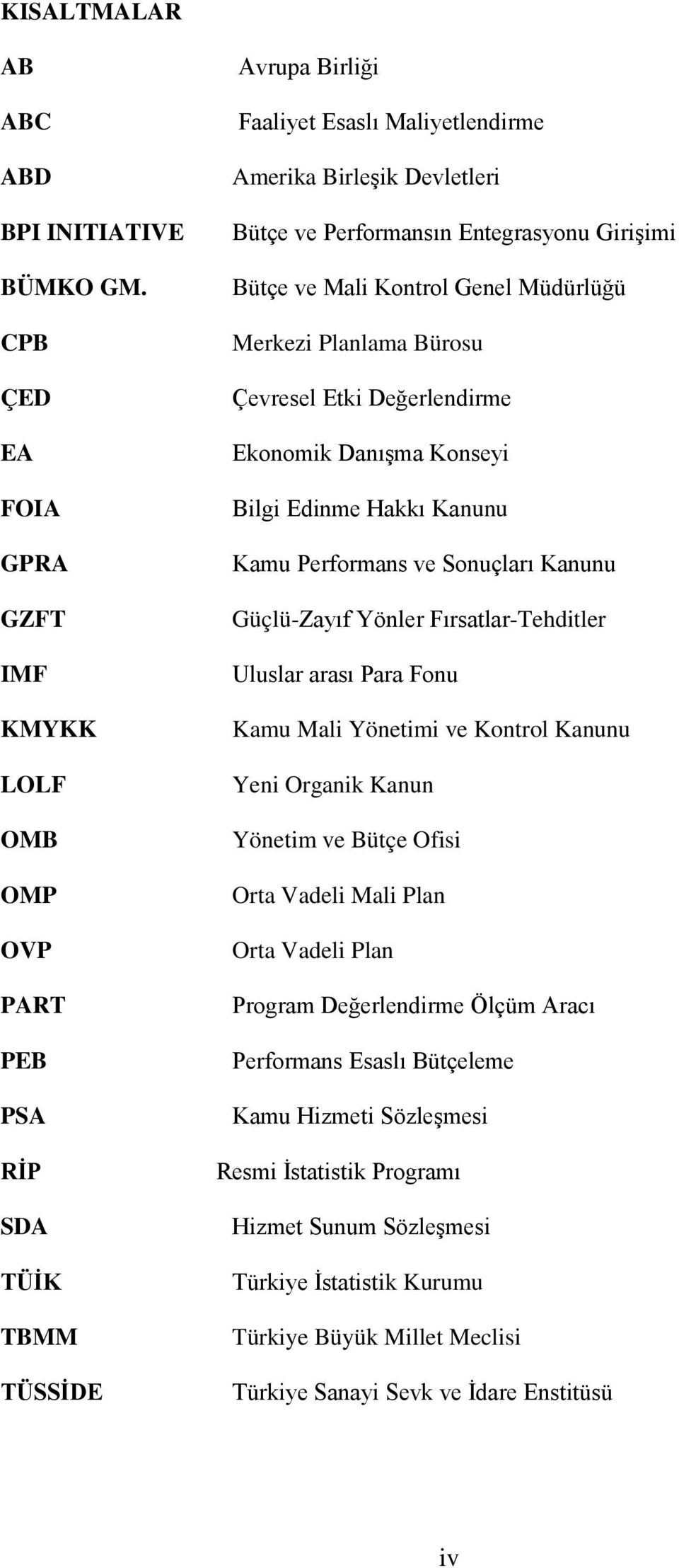 Entegrasyonu Girişimi Bütçe ve Mali Kontrol Genel Müdürlüğü Merkezi Planlama Bürosu Çevresel Etki Değerlendirme Ekonomik Danışma Konseyi Bilgi Edinme Hakkı Kanunu Kamu Performans ve Sonuçları Kanunu