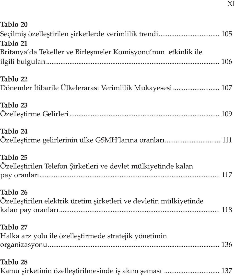 .. 109 Tablo 24 Özelleştirme gelirlerinin ülke GSMH larına oranları... 111 Tablo 25 Özelleştirilen Telefon Şirketleri ve devlet mülkiyetinde kalan pay oranları.