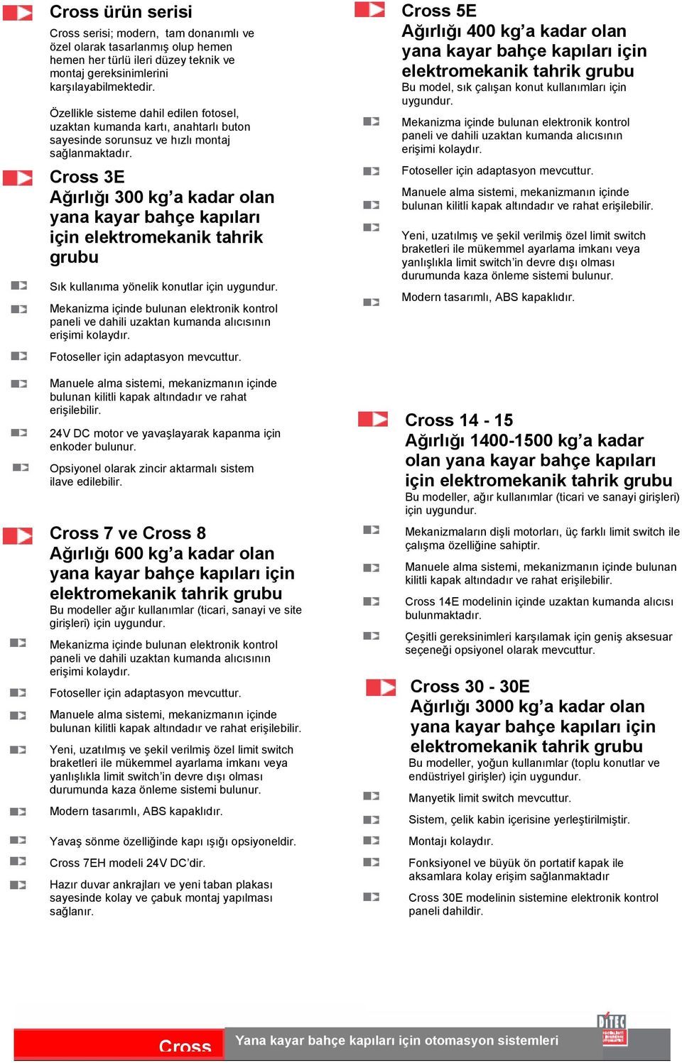 3E Ağırlığı 300 kg a kadar olan yana kayar bahçe kapıları için elektromekanik tahrik grubu Sık kullanıma yönelik konutlar için uygundur.