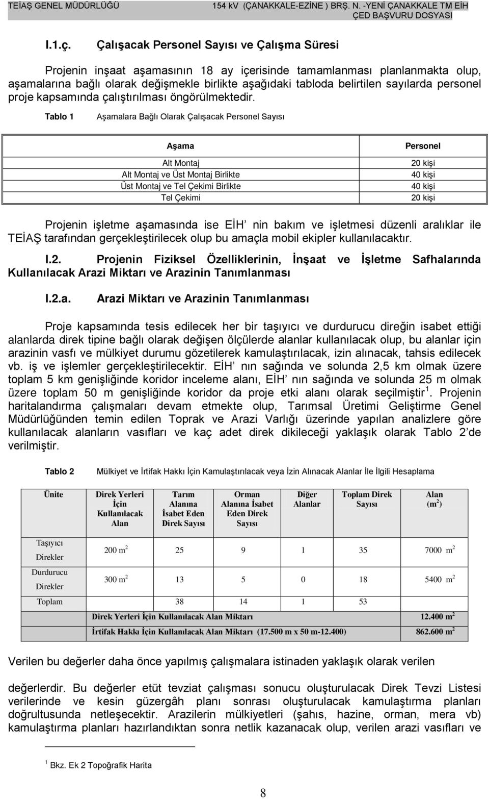 sayılarda personel proje kapsamında çalıştırılması öngörülmektedir.