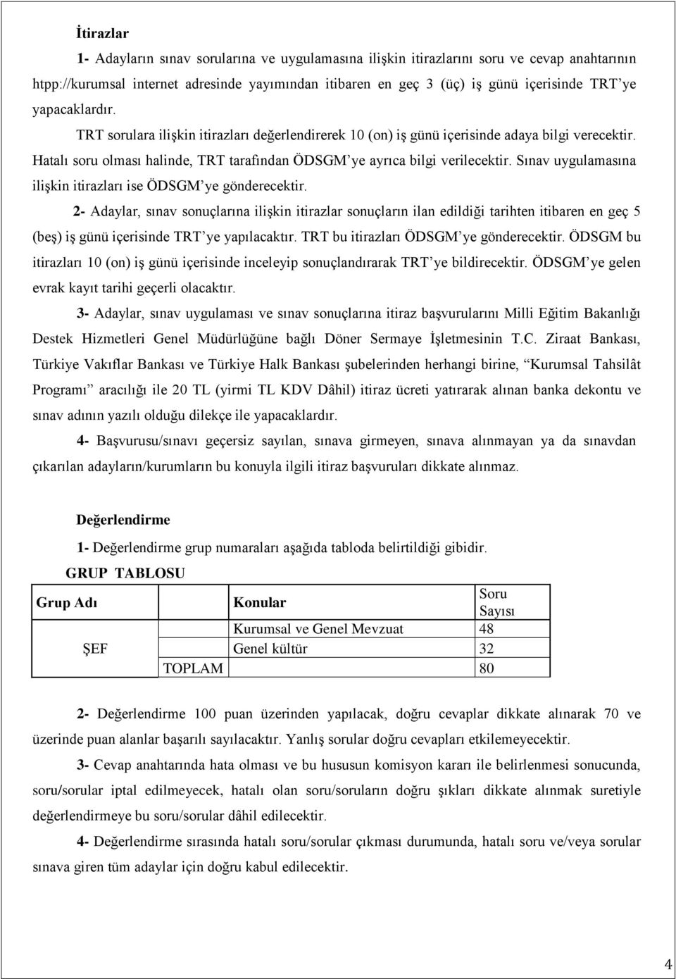 Sınav uygulamasına ilişkin itirazları ise ÖDSGM ye gönderecektir.