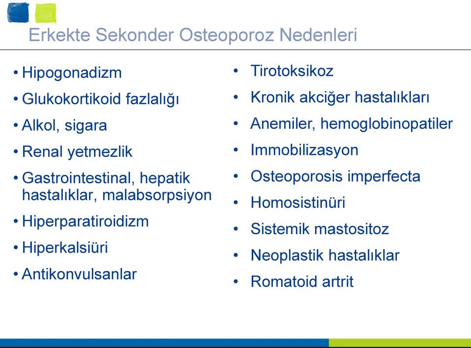 Antikonvulsanlar Tirotoksikoz Kronik akciğer hastalıkları Anemiler, hemoglobinopatiler