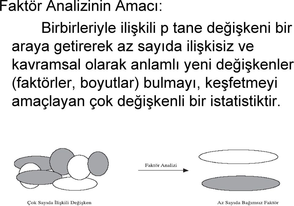 kavramsal olarak anlamlı yeni değişkenler (faktörler,