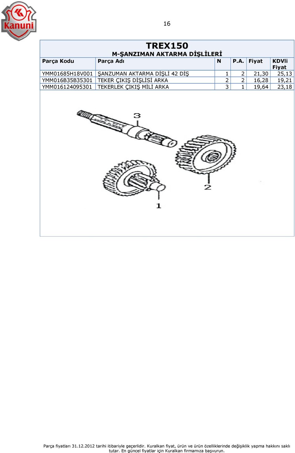 YMM01685H18V001 ŞANZUMAN AKTARMA DİŞLİ 42 DİŞ 1 2 21,30