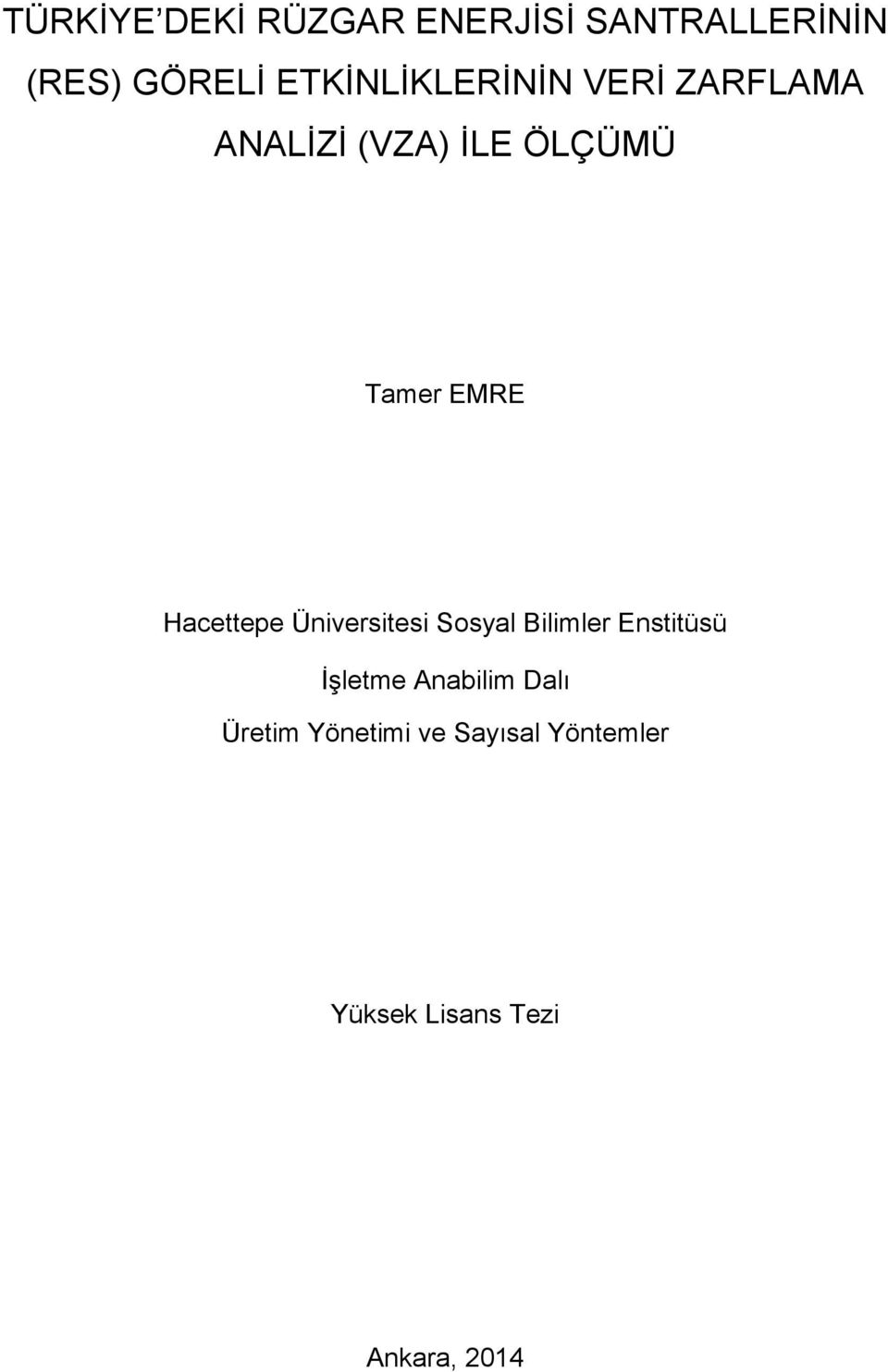 Hacettepe Üniversitesi Sosyal Bilimler Enstitüsü İşletme Anabilim
