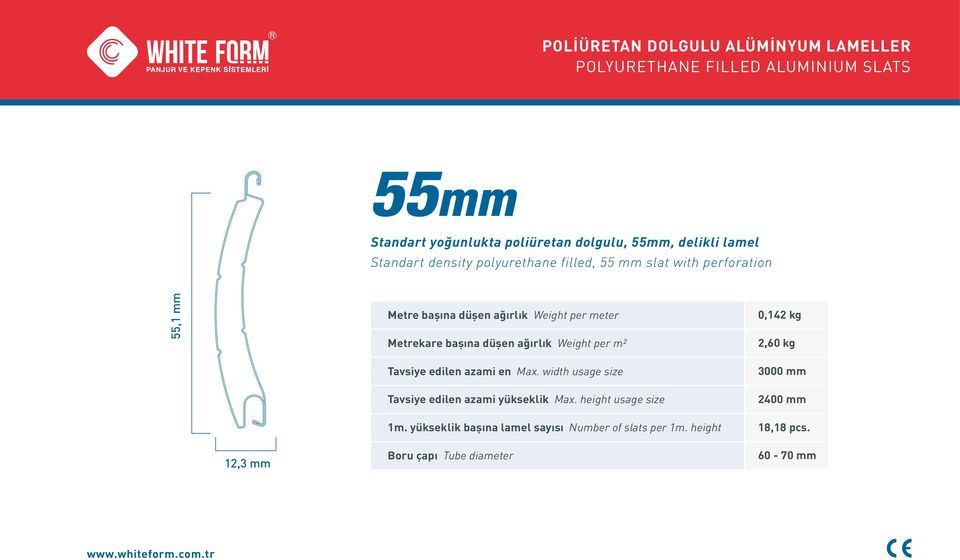 düşen ağırlık Weight per m² 0,142 kg 2,60 kg Tavsiye edilen azami en Max. width usage size Tavsiye edilen azami yükseklik Max.