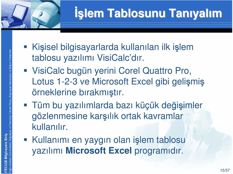 VisiCalc bugün yerini Corel Quattro Pro, Lotus 1-2-3 ve Microsoft Excel gibi gelişmiş örneklerine
