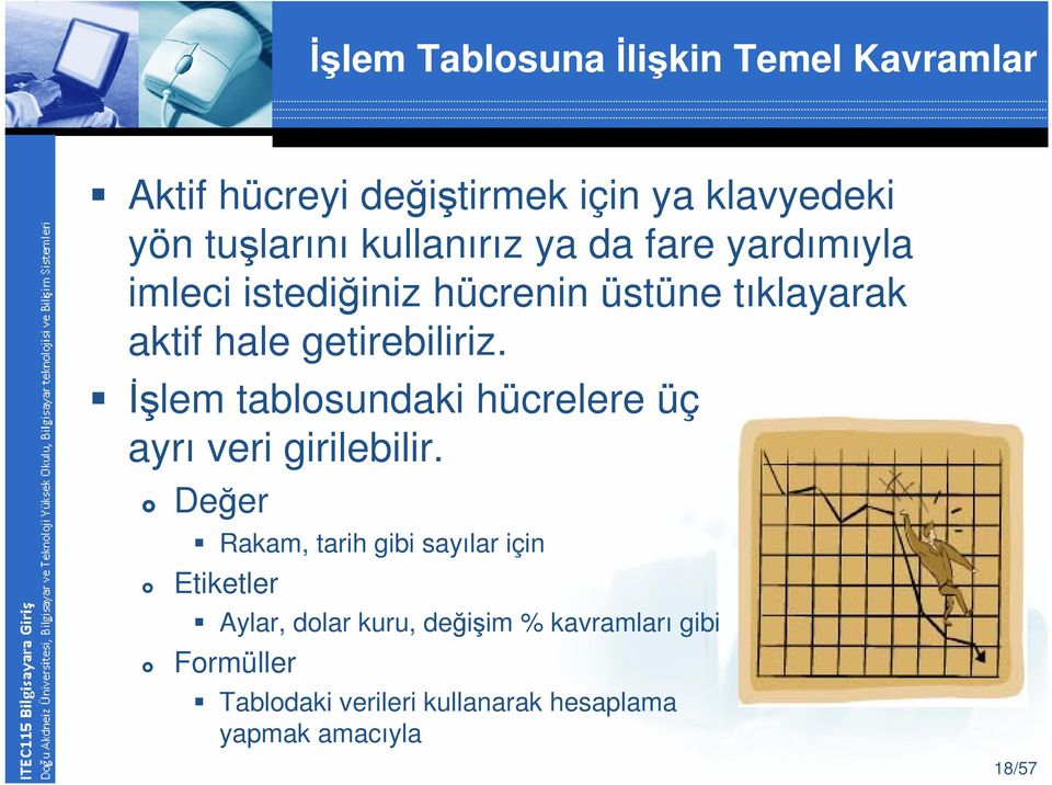 İşlem tablosundaki hücrelere üç ayrı veri girilebilir.