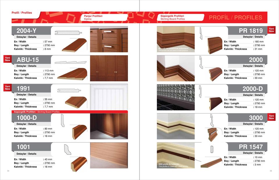 180 mm 31 mm ABU-15 113 mm 7,7 mm 1991 55 mm 7,7 mm 2000 120 mm 30 mm 2000-D 120 mm 1 Süpürgelik Profilleri / Skirting