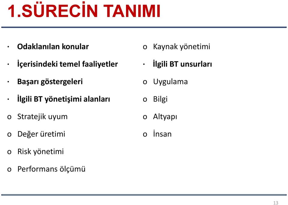 Stratejik uyum o Değer üretimi o Kaynak yönetimi İlgili BT