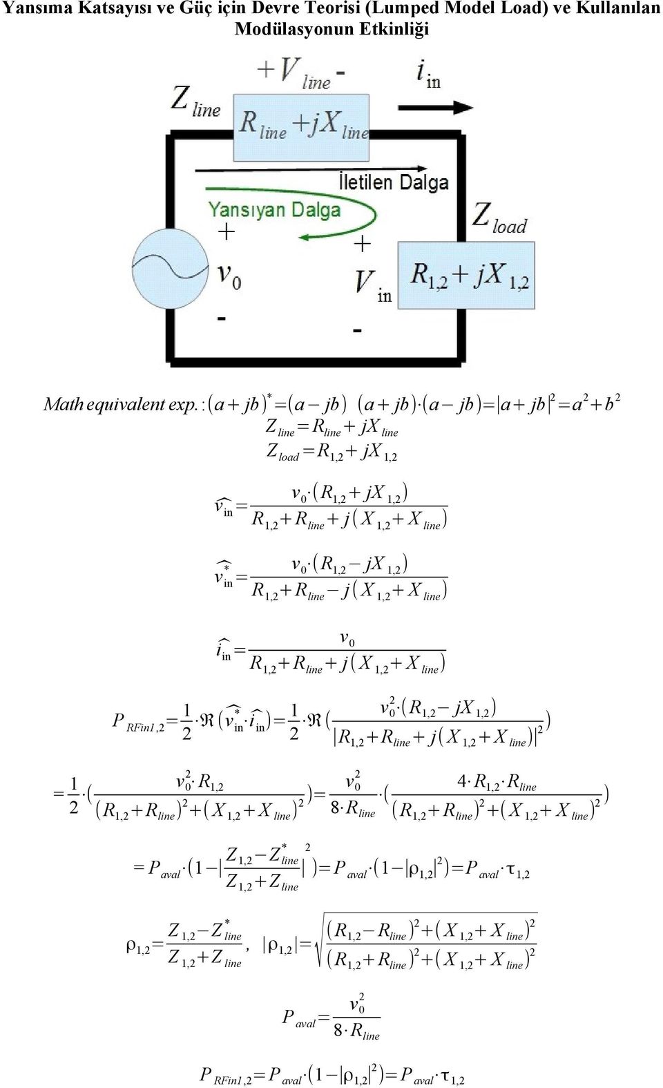 line ) i in = v0 R,+ R line + j ( X,+ X line ) v 0 ( R, jx, ) * P RFin,= ℜ ( v in i in )= ℜ ( ) R, +R line + j( X, + X line ) v 0 R, v 0 4 R, R line = ( )= ( ) ( R, +R line ) +( X, +