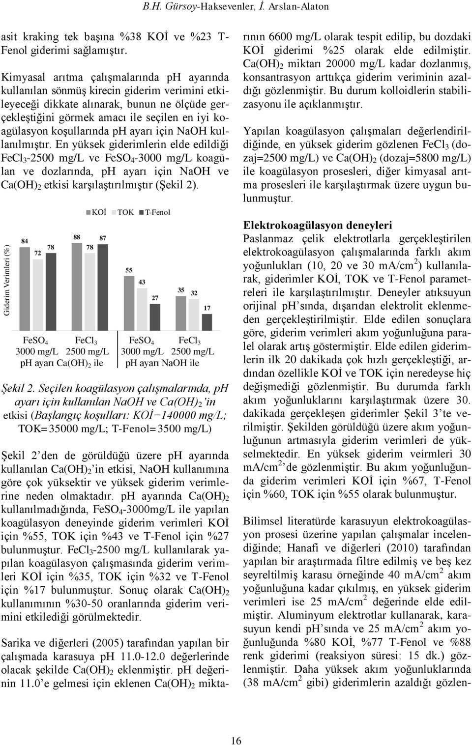 koşullarında ph ayarı için NaOH kullanılmıştır.