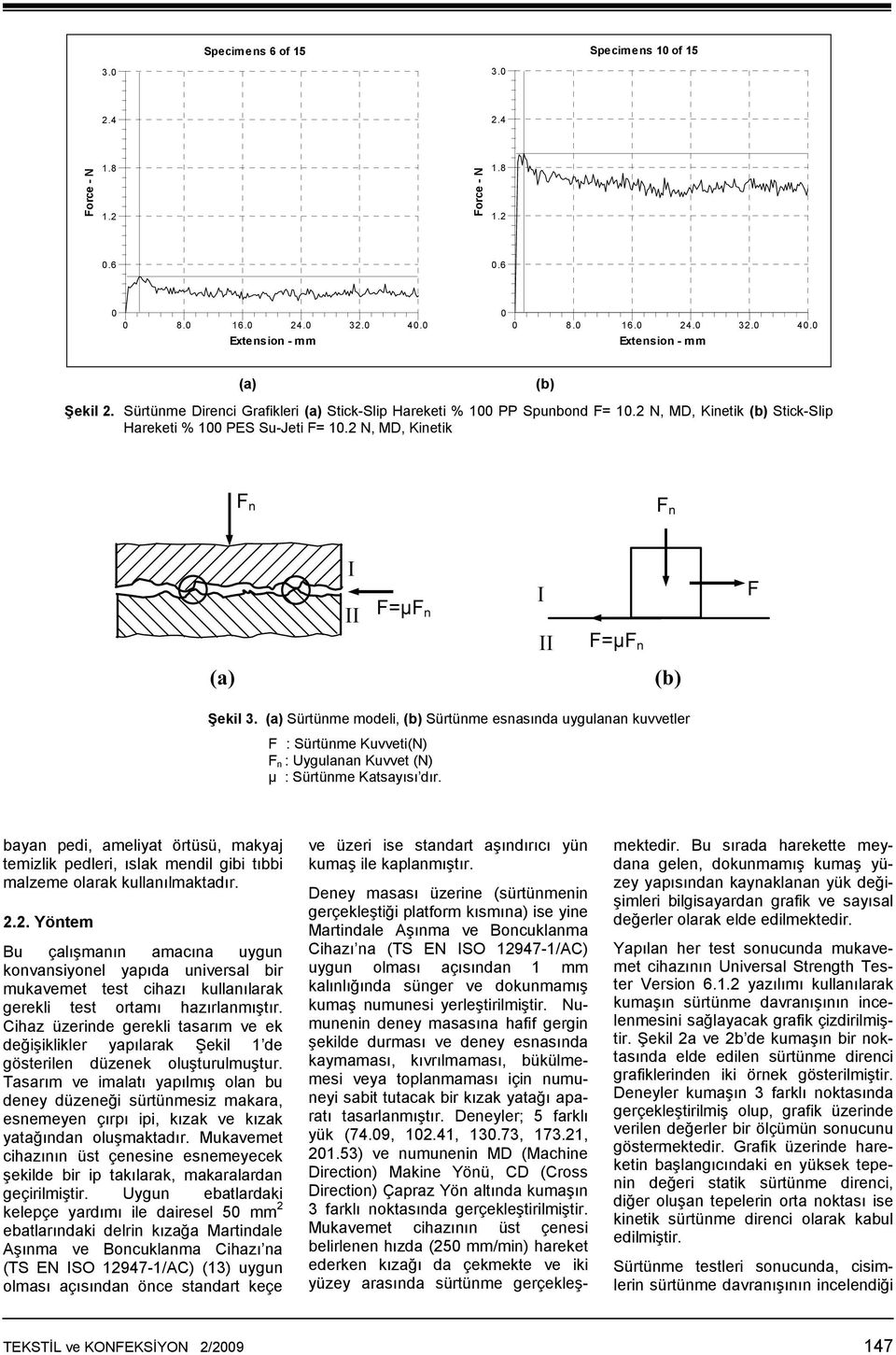 (a) Sürtünme modeli, (b) Sürtünme esnasında uygulanan kuvvetler F : Sürtünme Kuvveti(N) F n : µ : Sürtünme Katsayısı dır.