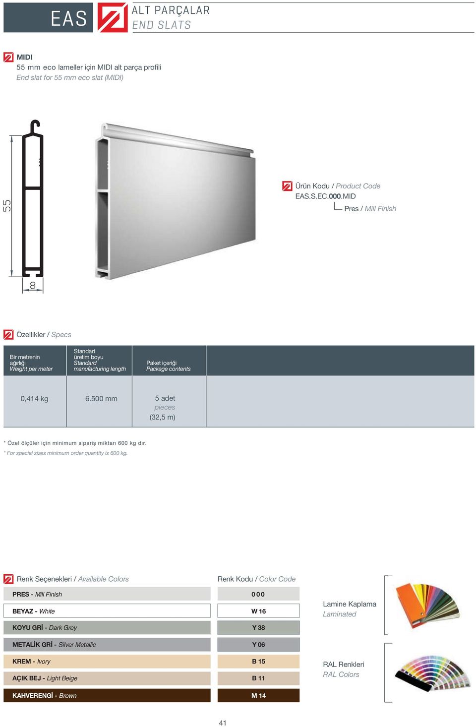 slat for 55 mm eco slat (MIDI)