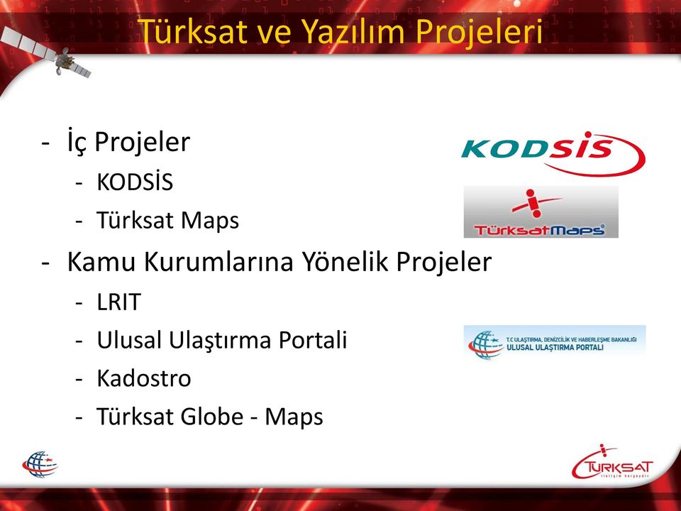 Yönelik Projeler - LRIT - Ulusal Ulaştırma