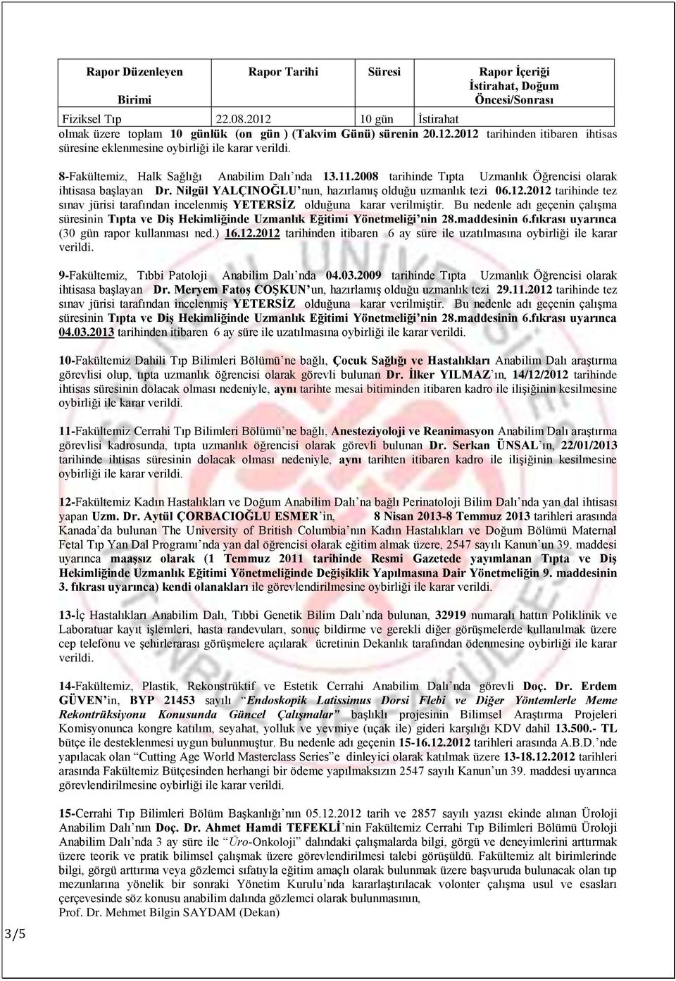 2008 tarihinde Tıpta Uzmanlık Öğrencisi olarak ihtisasa baģlayan Dr. Nilgül YALÇINOĞLU nun, hazırlamıģ olduğu uzmanlık tezi 06.12.