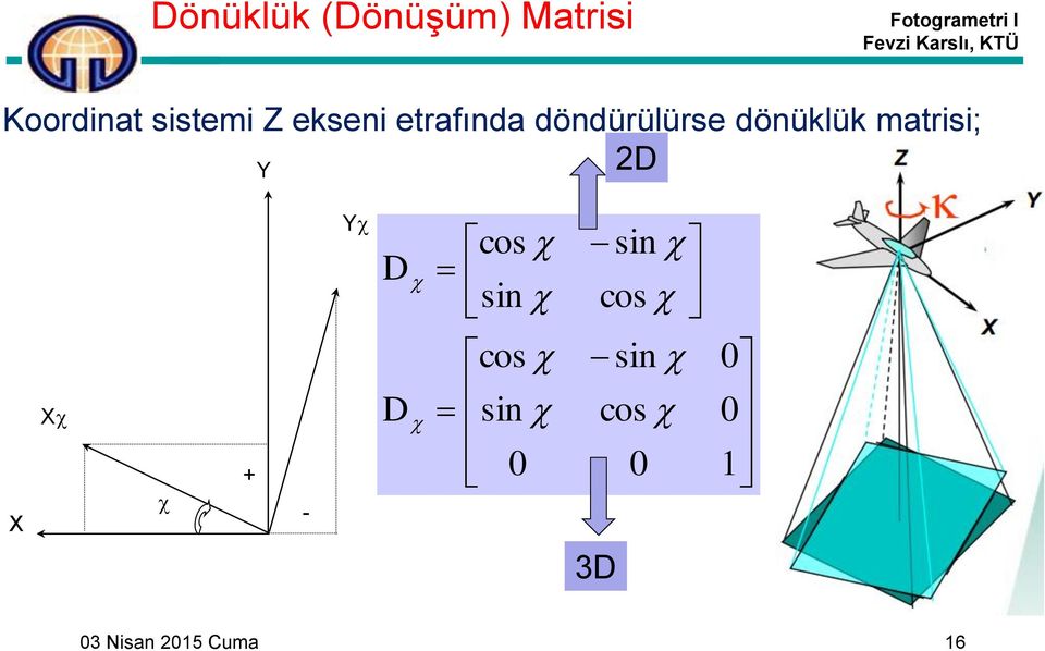 dönüklük matrisi; 2D Y X X + - Y D D cos