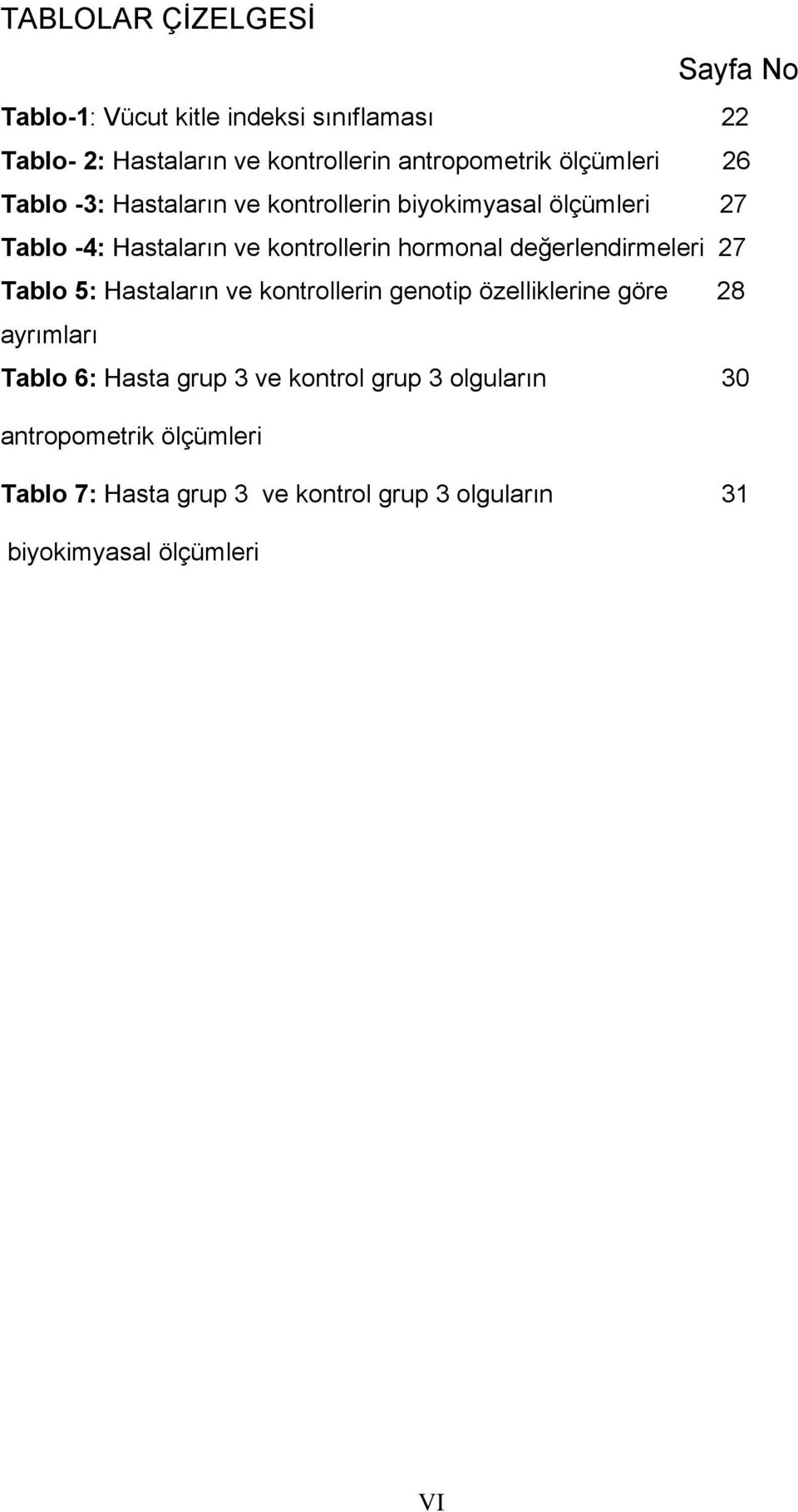 değerlendirmeleri 27 Tablo 5: Hastaların ve kontrollerin genotip özelliklerine göre 28 ayrımları Tablo 6: Hasta grup 3 ve