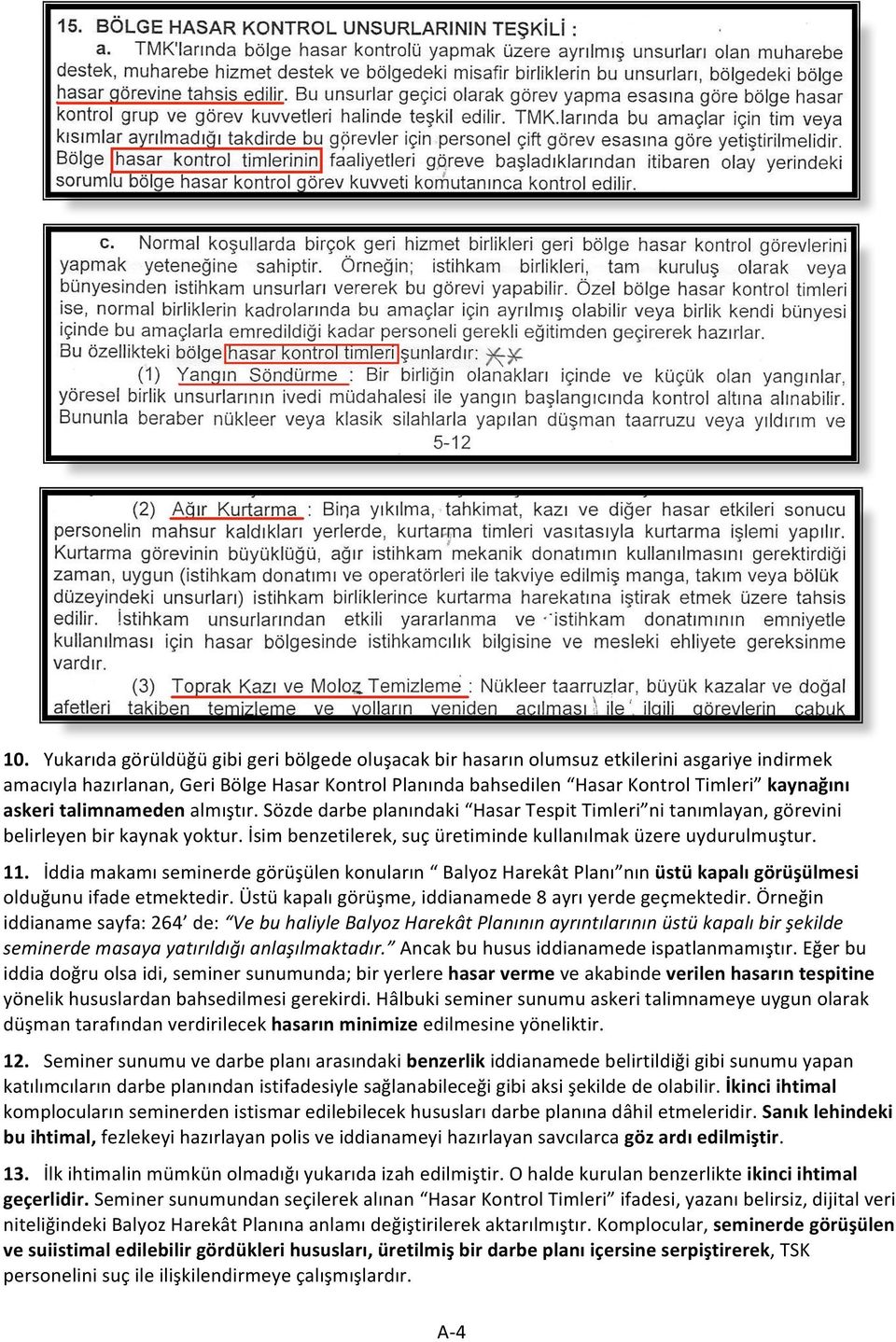 İddia makamı seminerde görüşülen konuların Balyoz Harekât Planı nın üstü kapalı görüşülmesi olduğunu ifade etmektedir. Üstü kapalı görüşme, iddianamede 8 ayrı yerde geçmektedir.