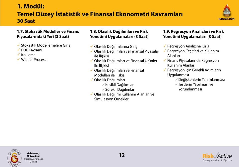 Dağılımları ve Finansal Modelleri ile İlişkisi Olasılık Dağılımları Kesikli Dağılımlar Sürekli Dağılımlar Olasılık Dağılımı Kullanım Alanları ve Simülasyon Örnekleri 1.9.