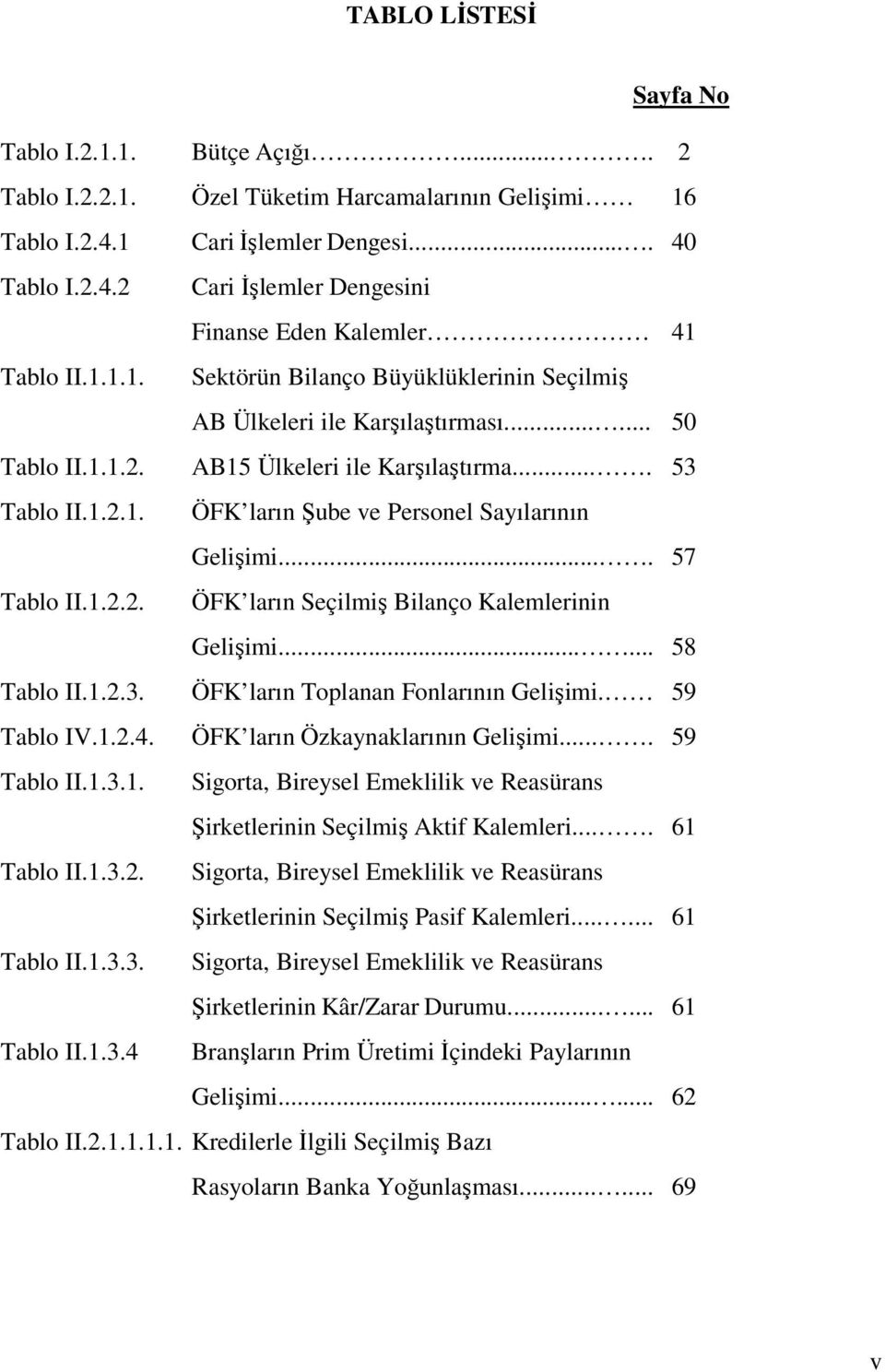 ... 57 Tablo II.1.2.2. ÖFK ların Seçilmiş Bilanço Kalemlerinin Gelişimi...... 58 Tablo II.1.2.3. ÖFK ların Toplanan Fonlarının Gelişimi. 59 Tablo IV.1.2.4. ÖFK ların Özkaynaklarının Gelişimi.